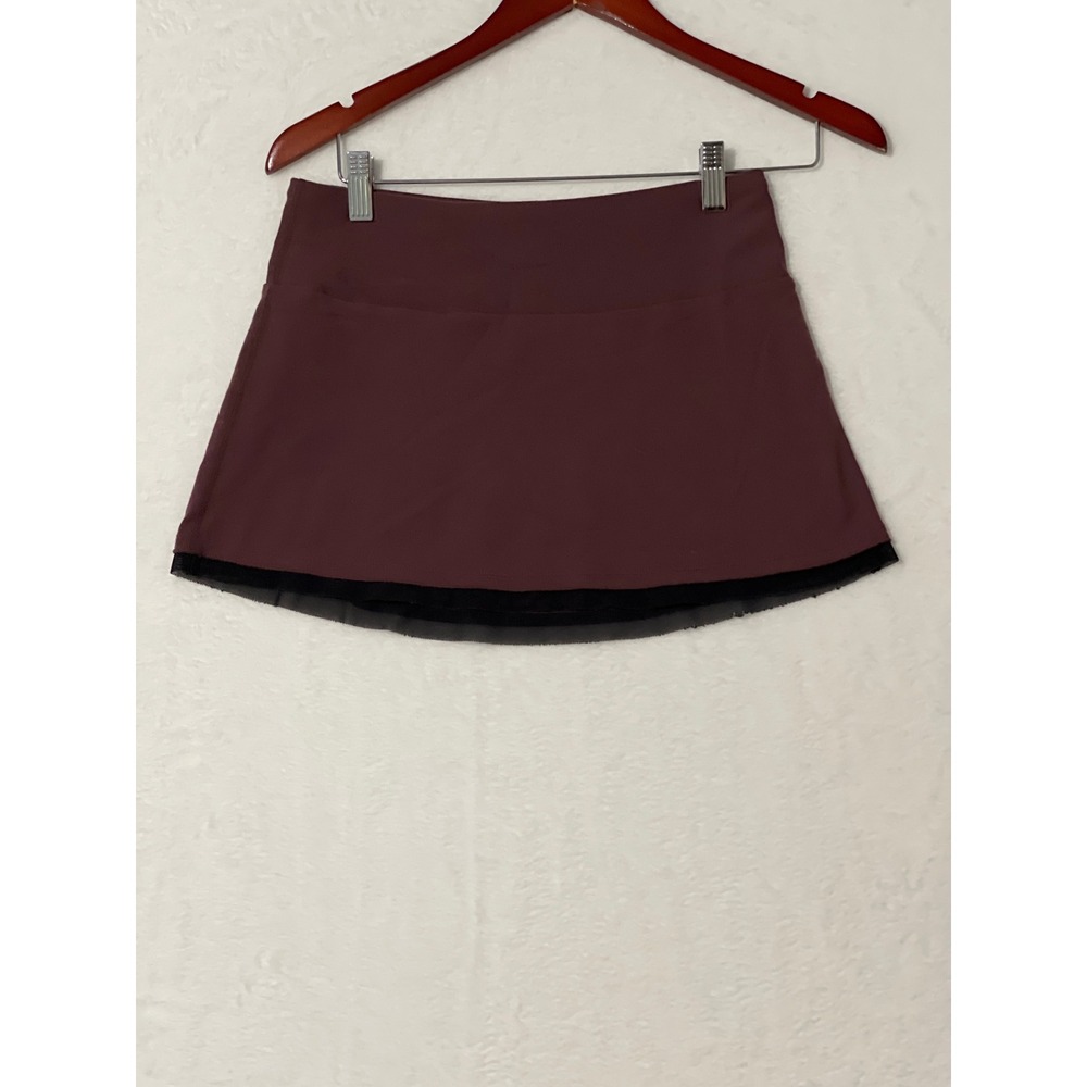 Prima Studio Womens Burgundy Mesh Trim Athletic Tennis Golf Dance Skort Size S